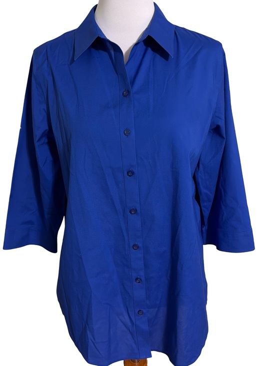 Chico's Tops - Chico's Non-Iron Button-Front Shirt in Royal Blue